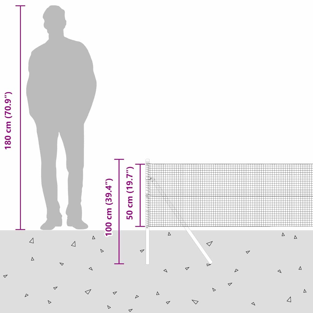 Temeljna zavarena žičana ograda 100 x 0,5 m Srebrna Mreža
