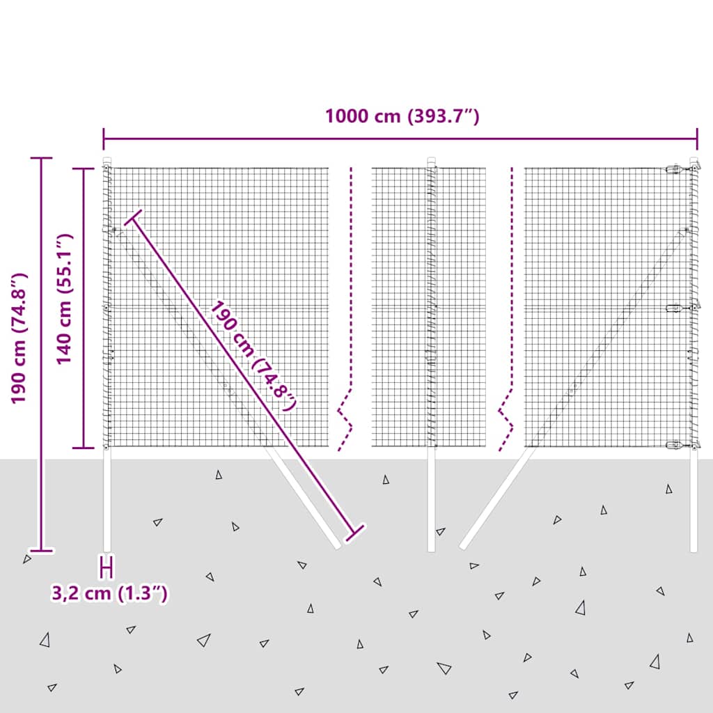 Temeljna zavarena žičana ograda 10 x 1,4 m Zelena Mreža