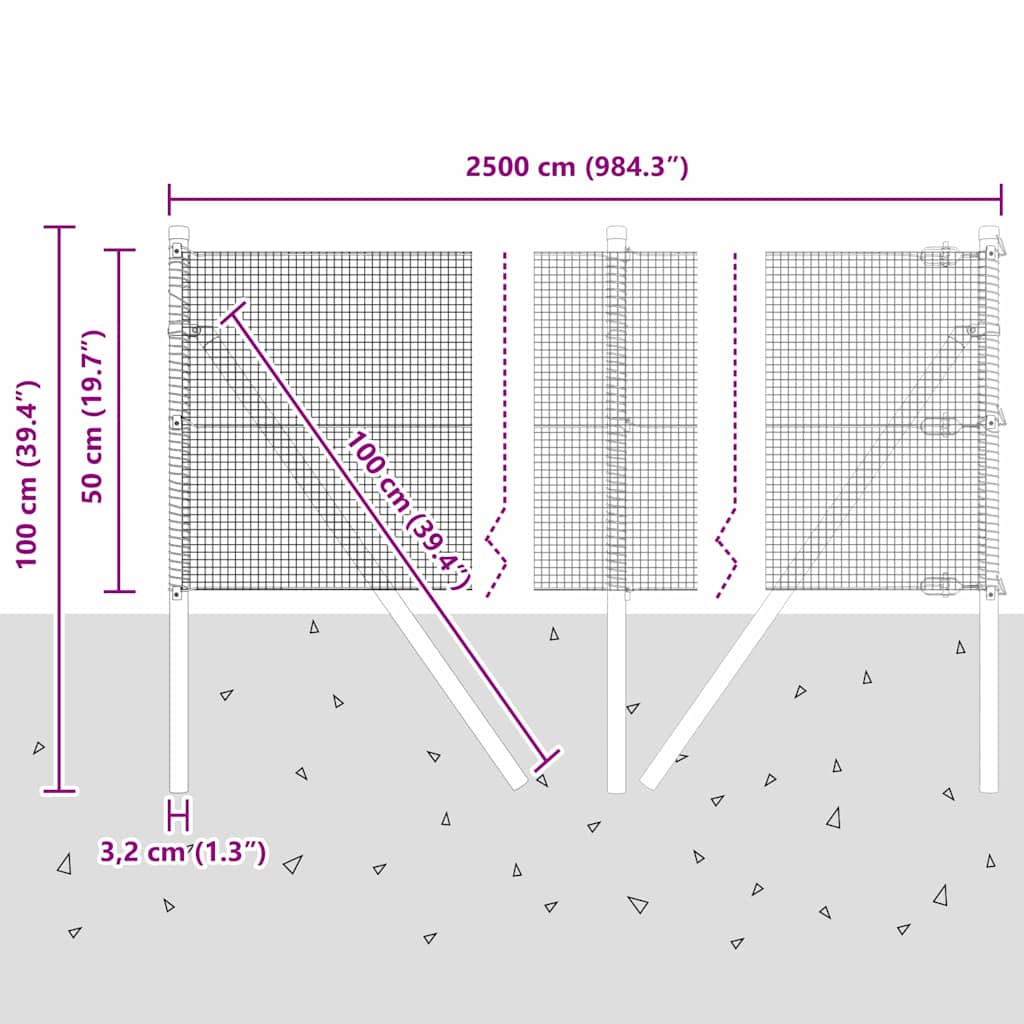 Temeljna zavarena žičana ograda 25 x 0,5 m Zelena Mreža