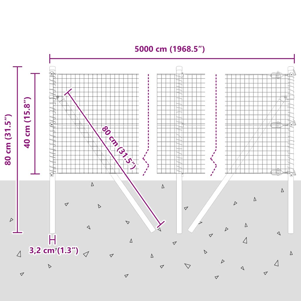Temeljna zavarena žičana ograda 50 x 0,4 m Zelena Mreža