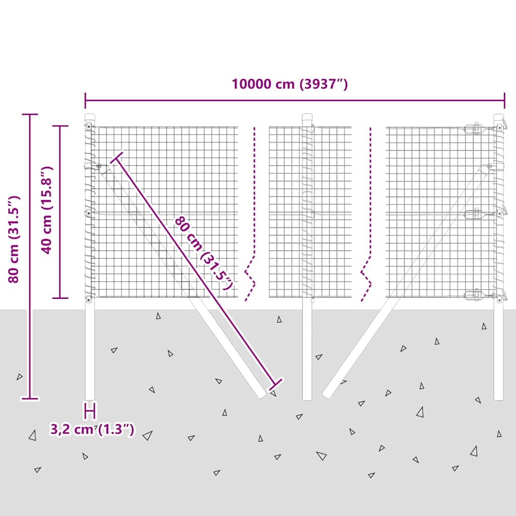 Temeljna zavarena žičana ograda 100 x 0,4 m Zelena Mreža