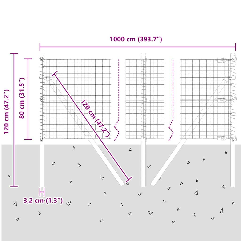 Temeljna zavarena žičana ograda 10 x 0,8 m Siva Mreža