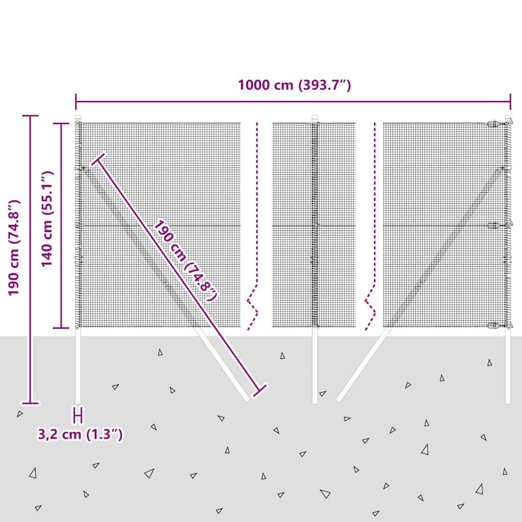 Temeljna zavarena žičana ograda 10 x 1,4 m (Š x V)