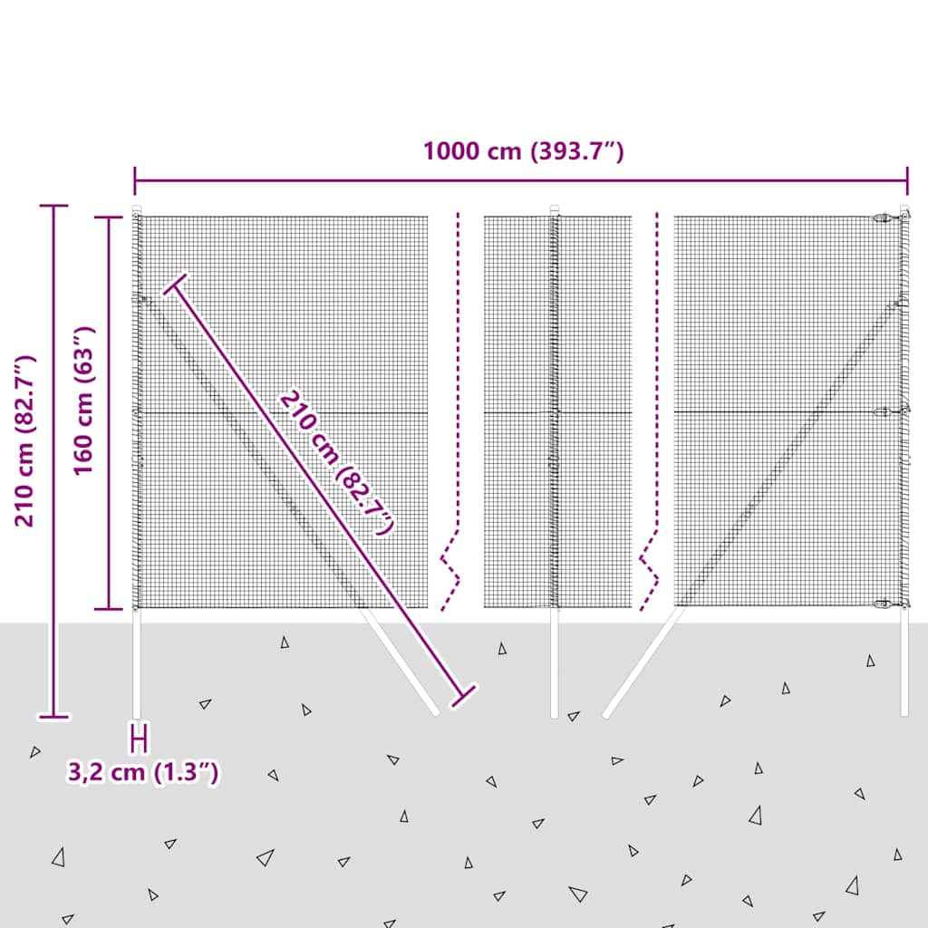 Temeljna zavarena žičana ograda 10 x 1,6 m Siva Mreža