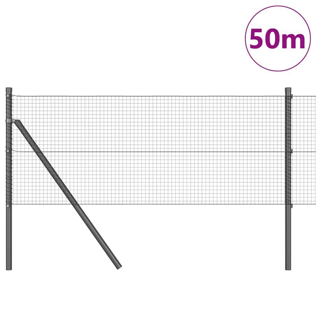 Temeljna zavarena žičana ograda 50 x 0,6 m Siva Mreža