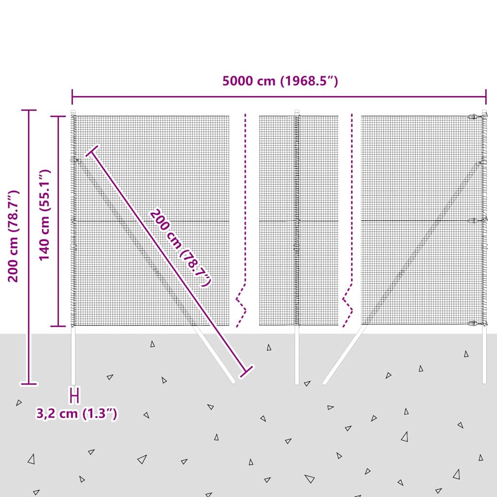 Temeljna zavarena žičana ograda 50 x 1,4 m Siva Mreža
