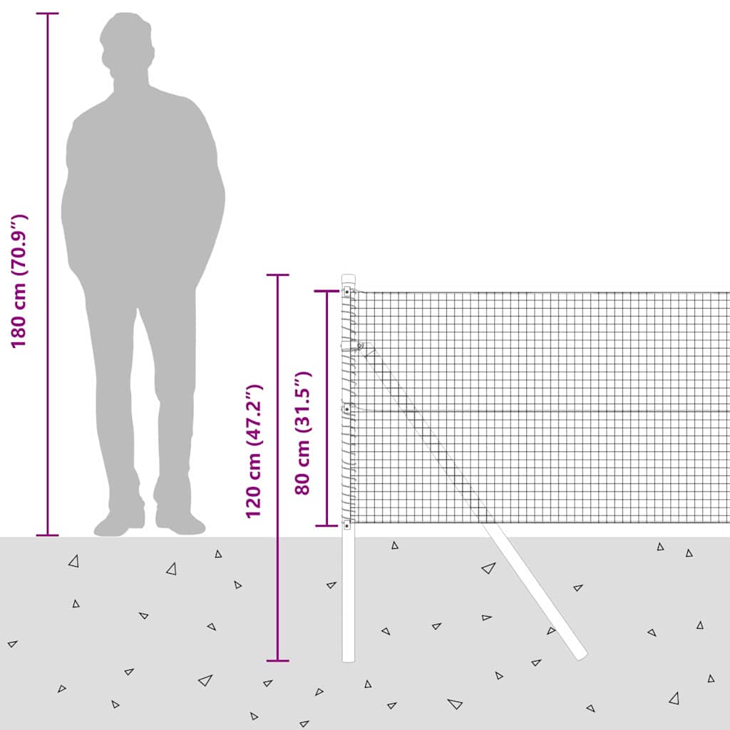 Temeljna zavarena žičana ograda 100 x 0,8 m Siva Mreža