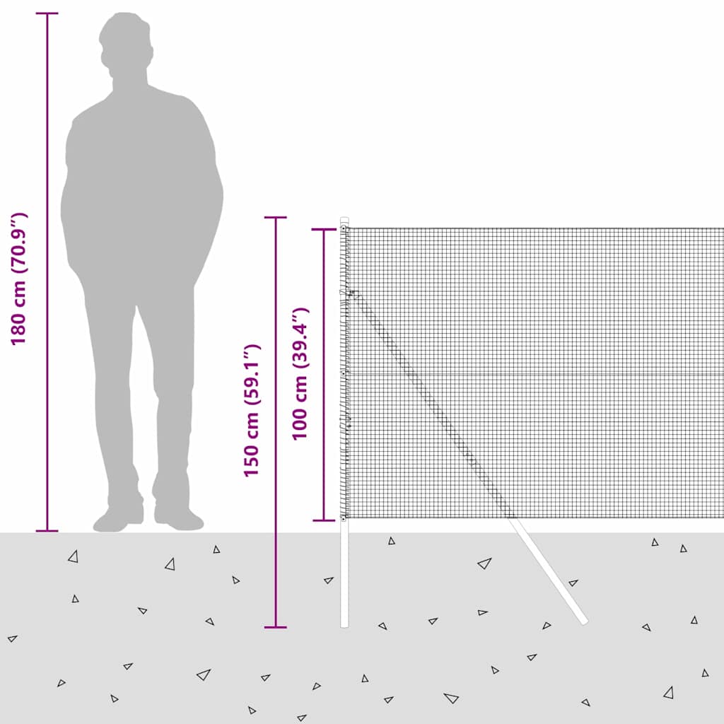 Temeljna zavarena žičana ograda 100 x 1 m Čelik premazan PVC-om