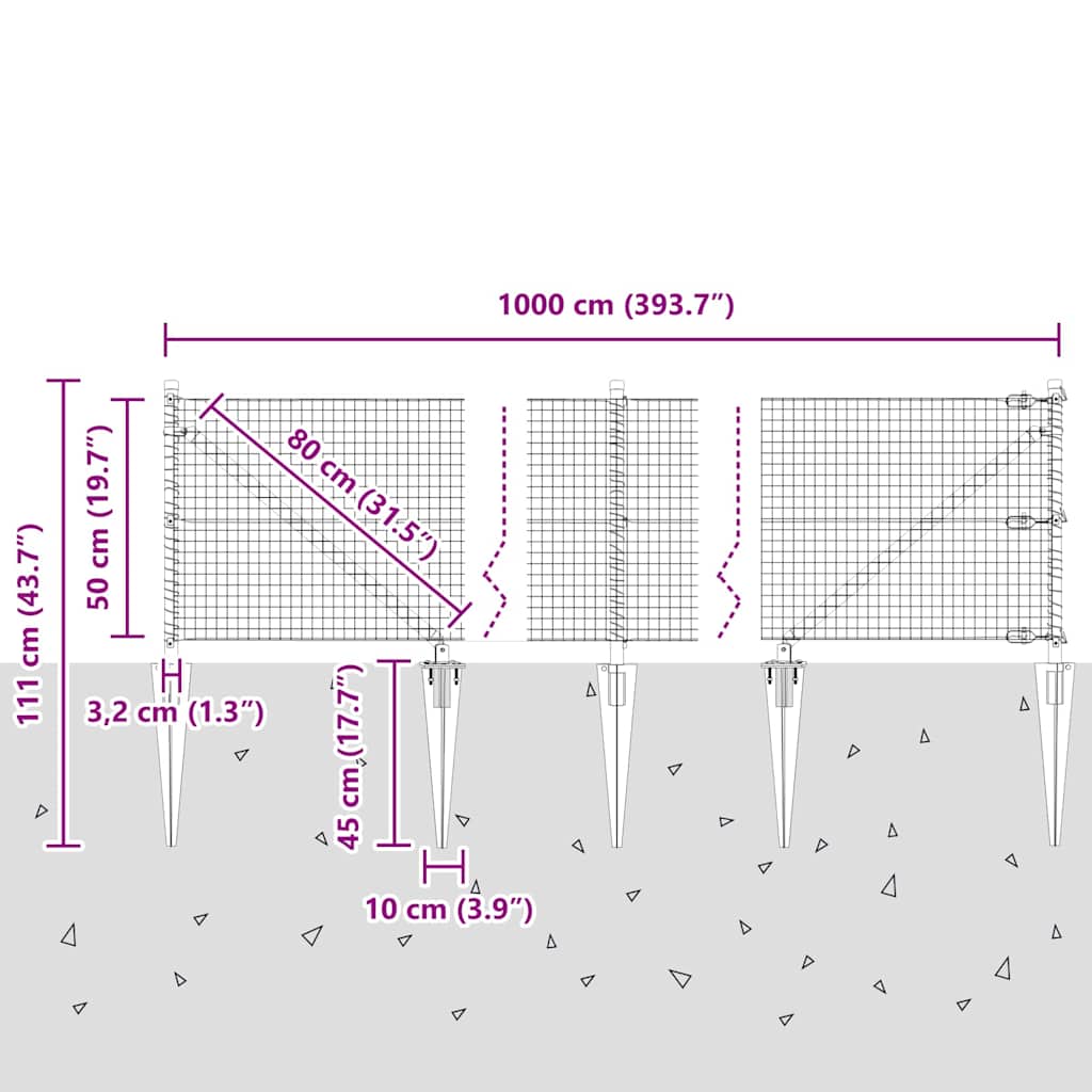 Zavareno žičano ograđivanje s bodljama 10 x 0,5 m Srebrna Mreža