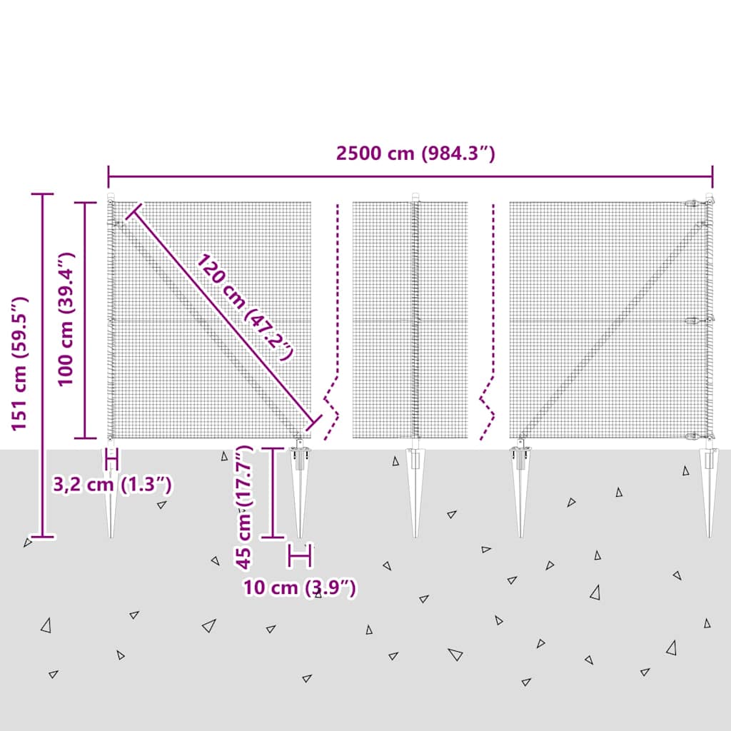 Zavareno žičano ograđivanje s bodljama 25 x 1 m Srebrna Mreža