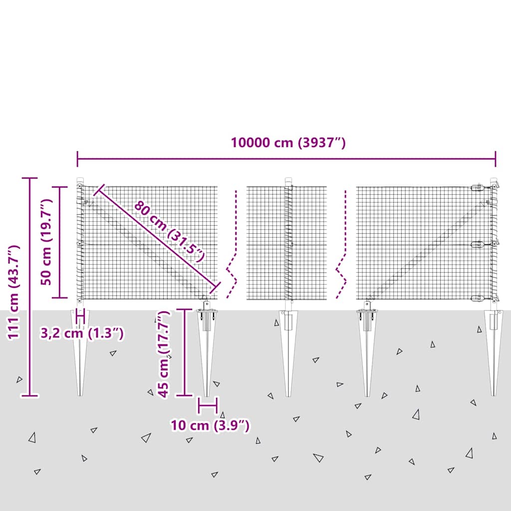 Zavareno žičano ograđivanje s bodljama 100 x 0,5 m (Š x V)