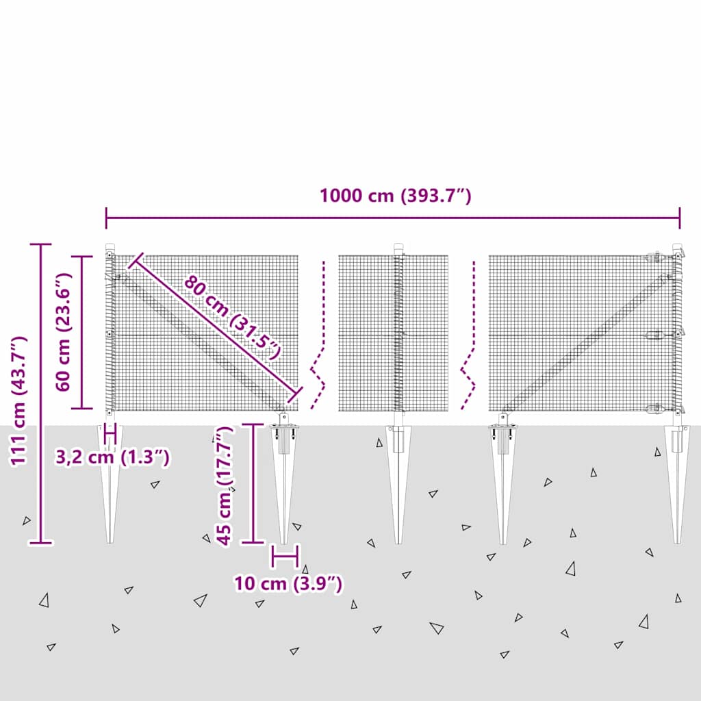 Zavareno žičano ograđivanje s bodljama 10 x 0,6 m Zelena Mreža