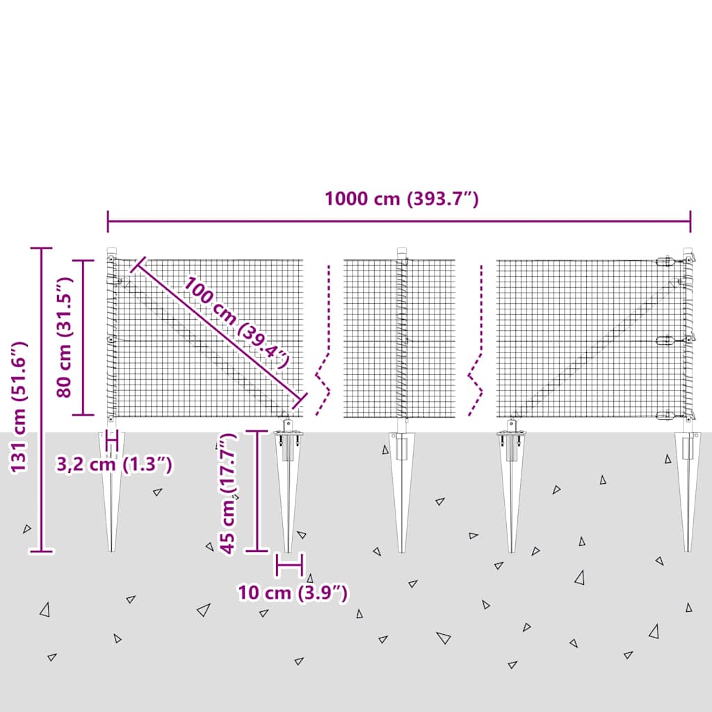Zavareno žičano ograđivanje s bodljama 10 x 0,8 m Zelena Mreža
