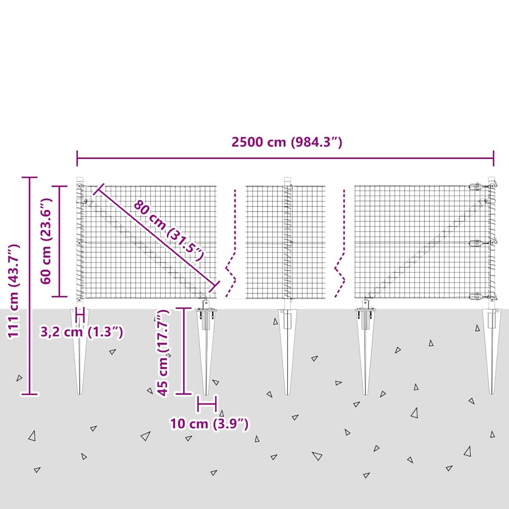 Zavareno žičano ograđivanje s bodljama 25 x 0,6 m Zelena Mreža
