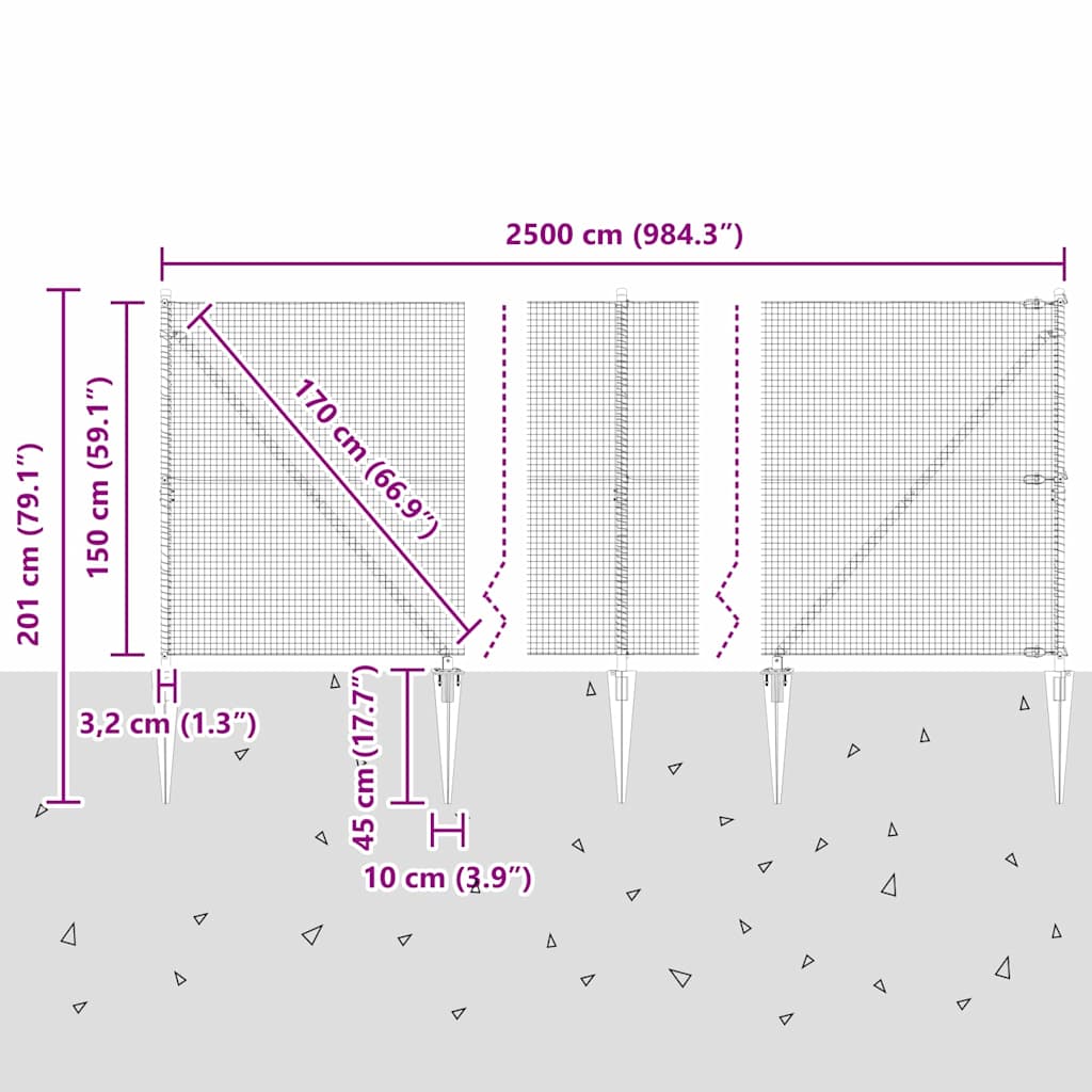 Zavareno žičano ograđivanje s bodljama 25 x 1,5 m (Š x V)