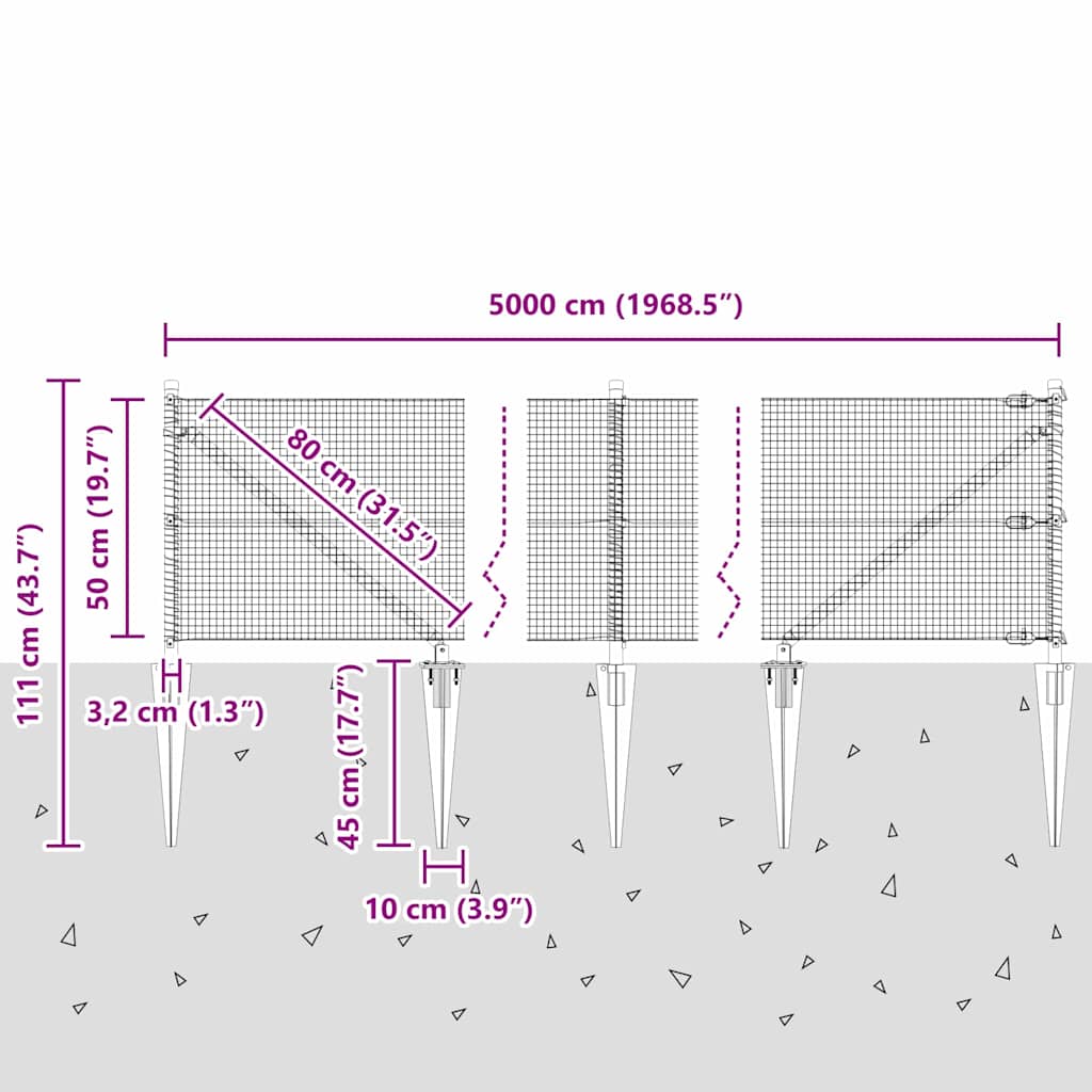 Zavareno žičano ograđivanje s bodljama 50 x 0,5 m Zelena Mreža