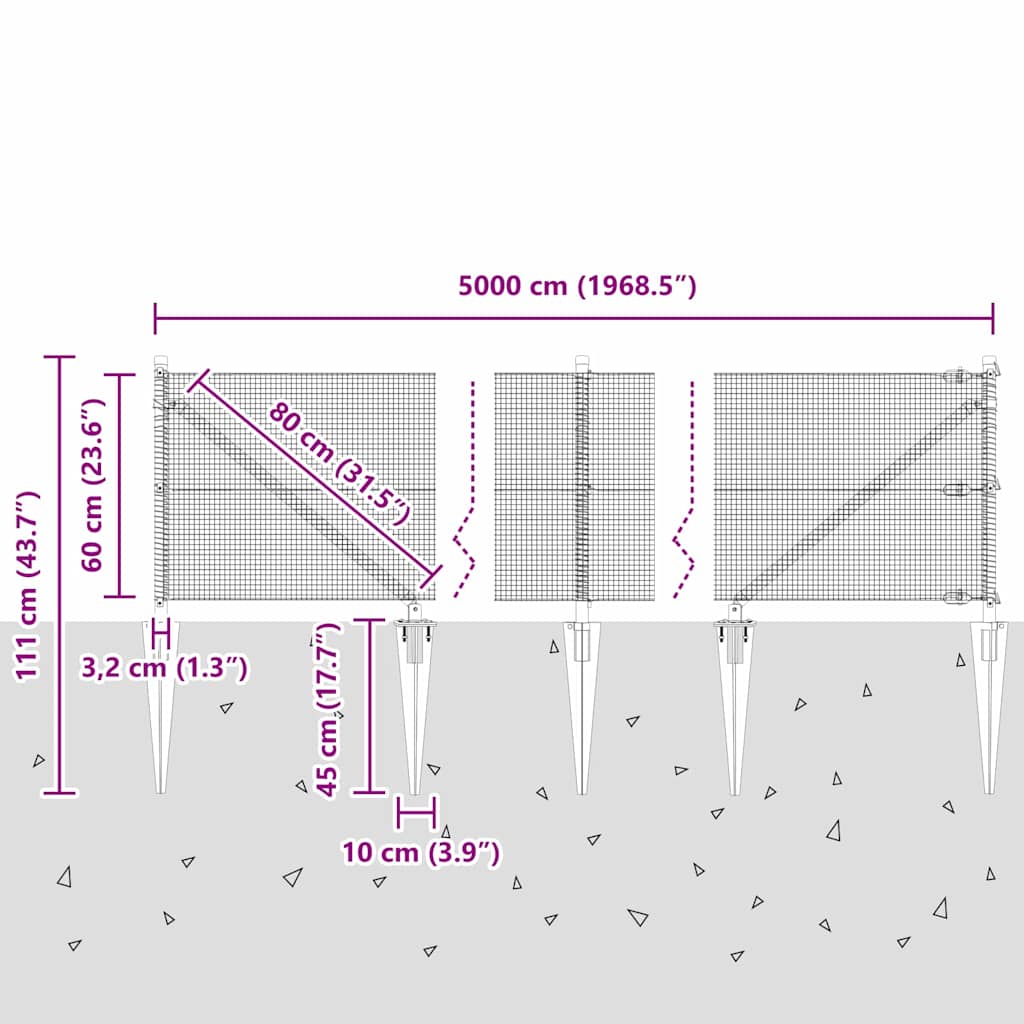 Zavareno žičano ograđivanje s bodljama 50 x 0,6 m Zelena Mreža