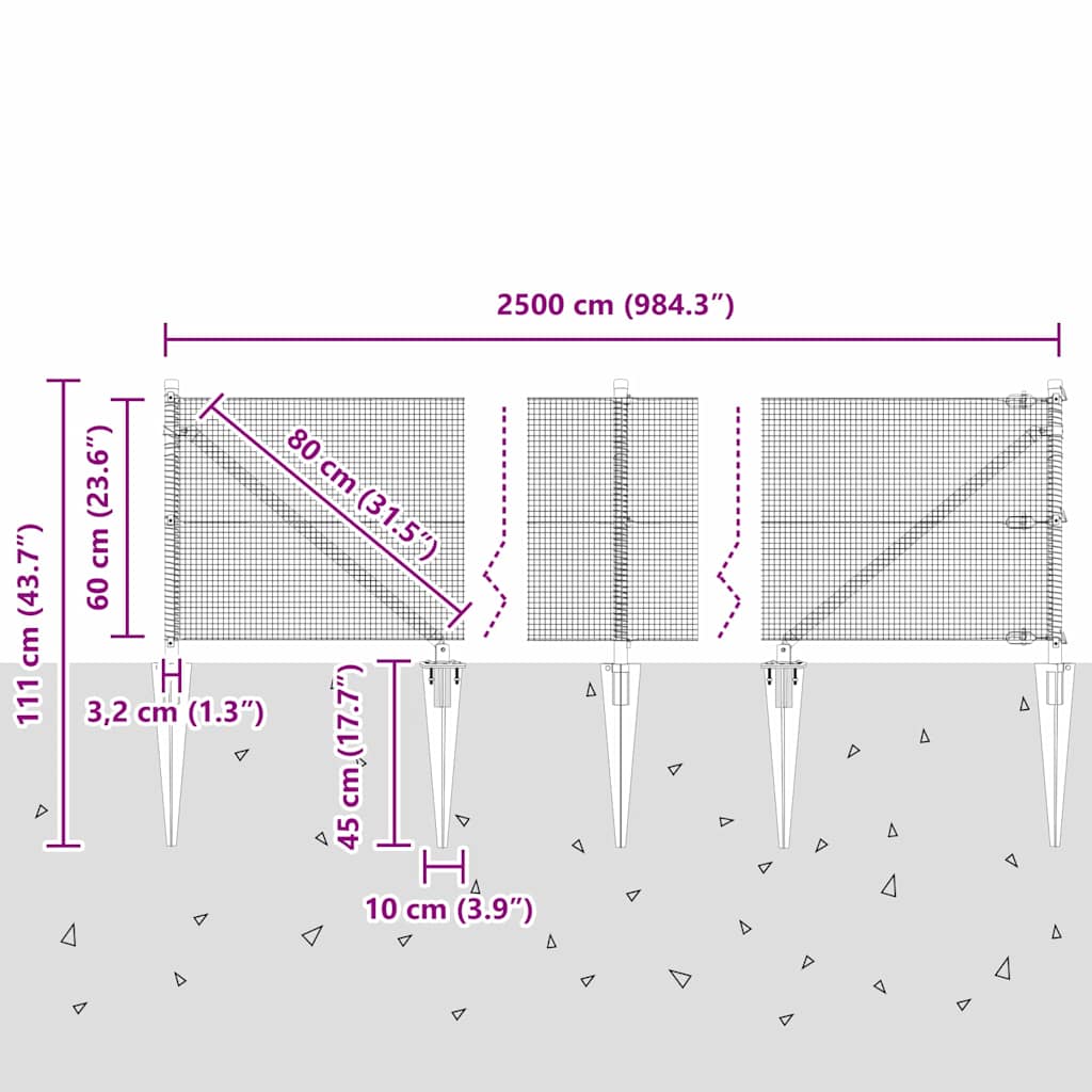 Zavareno žičano ograđivanje s bodljama 25 x 0,6 m Siva Mreža