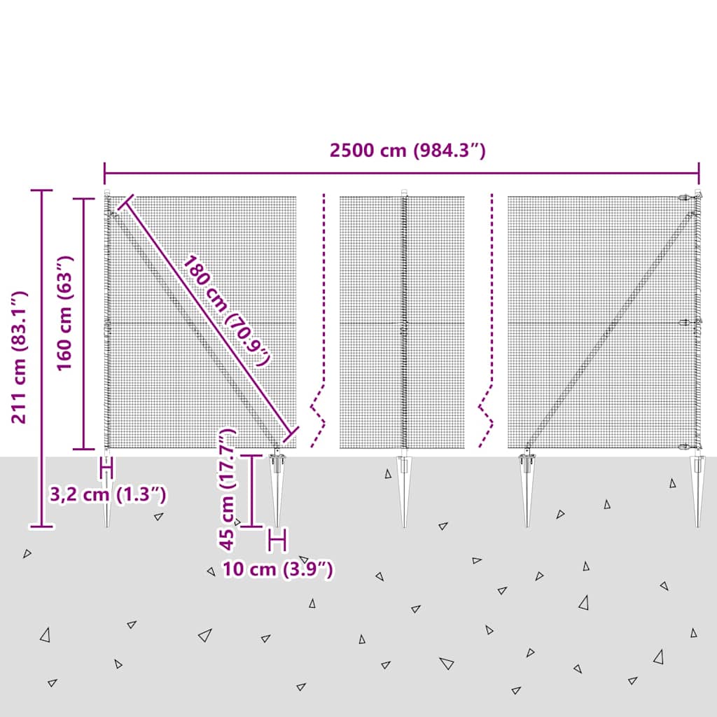 Zavareno žičano ograđivanje s bodljama 25 x 1,6 m (Š x V)