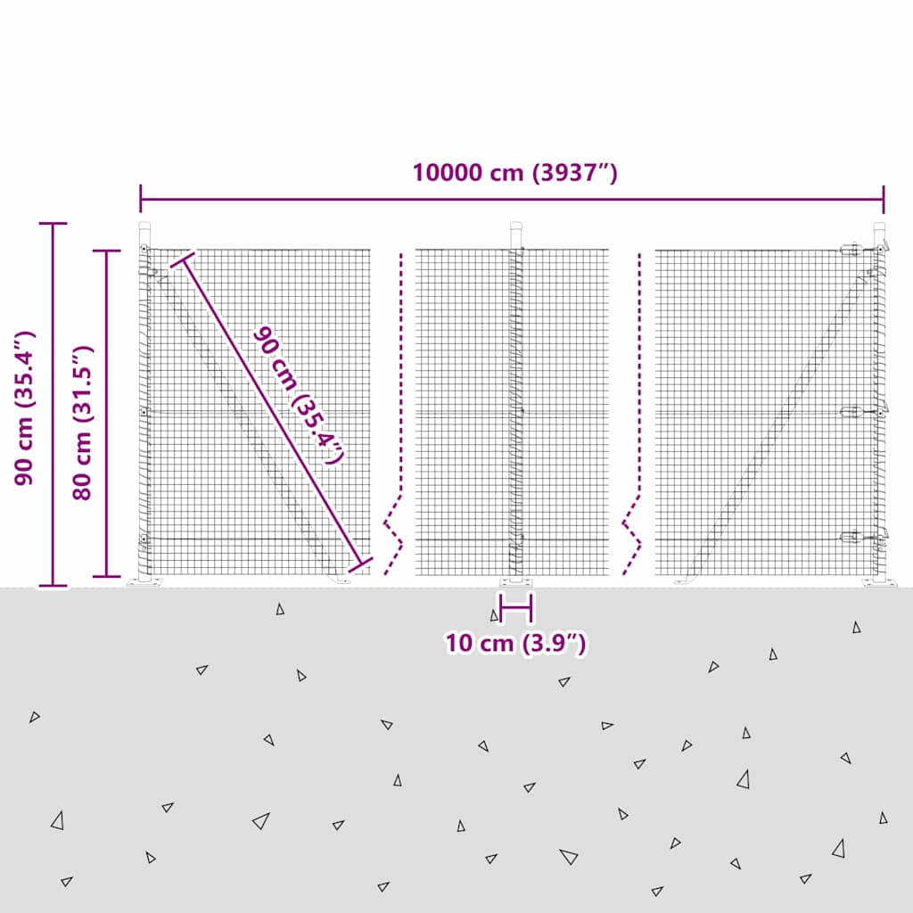 Zavareno žičano ogradno mreža s betonskom podlogom 100 x 0,8 m