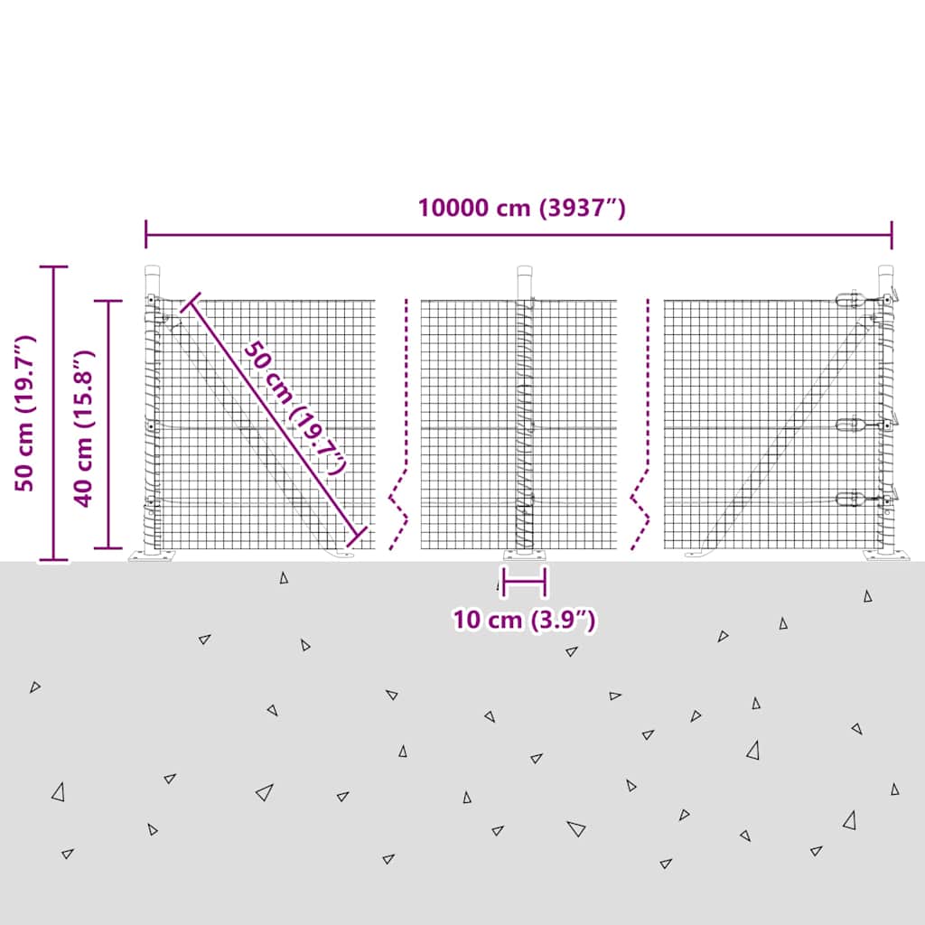 Zavareno žičano ogradno mreža s betonskom podlogom 100 x 0,4 m