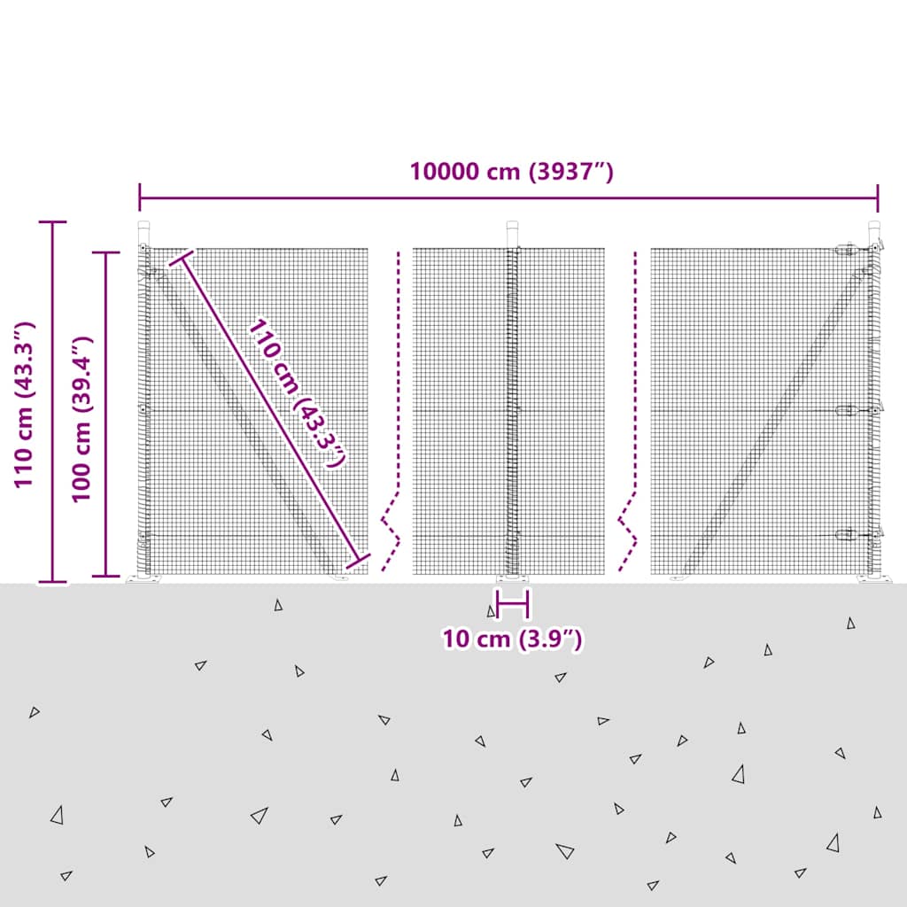 Zavareno žičano ogradno mreža s betonskom podlogom 100 x 1 m