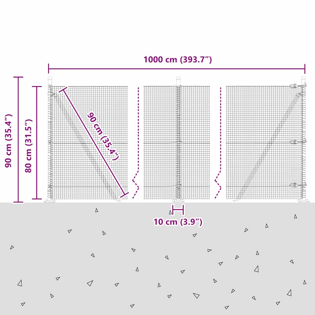 Zavareno žičano ogradno mreža s betonskom podlogom 10 x 0,8 m