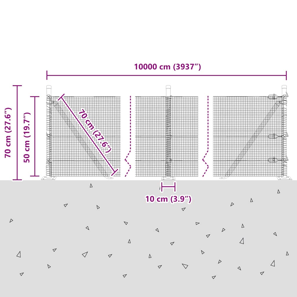 Zavareno žičano ogradno mreža s betonskom podlogom 100 x 0,5 m