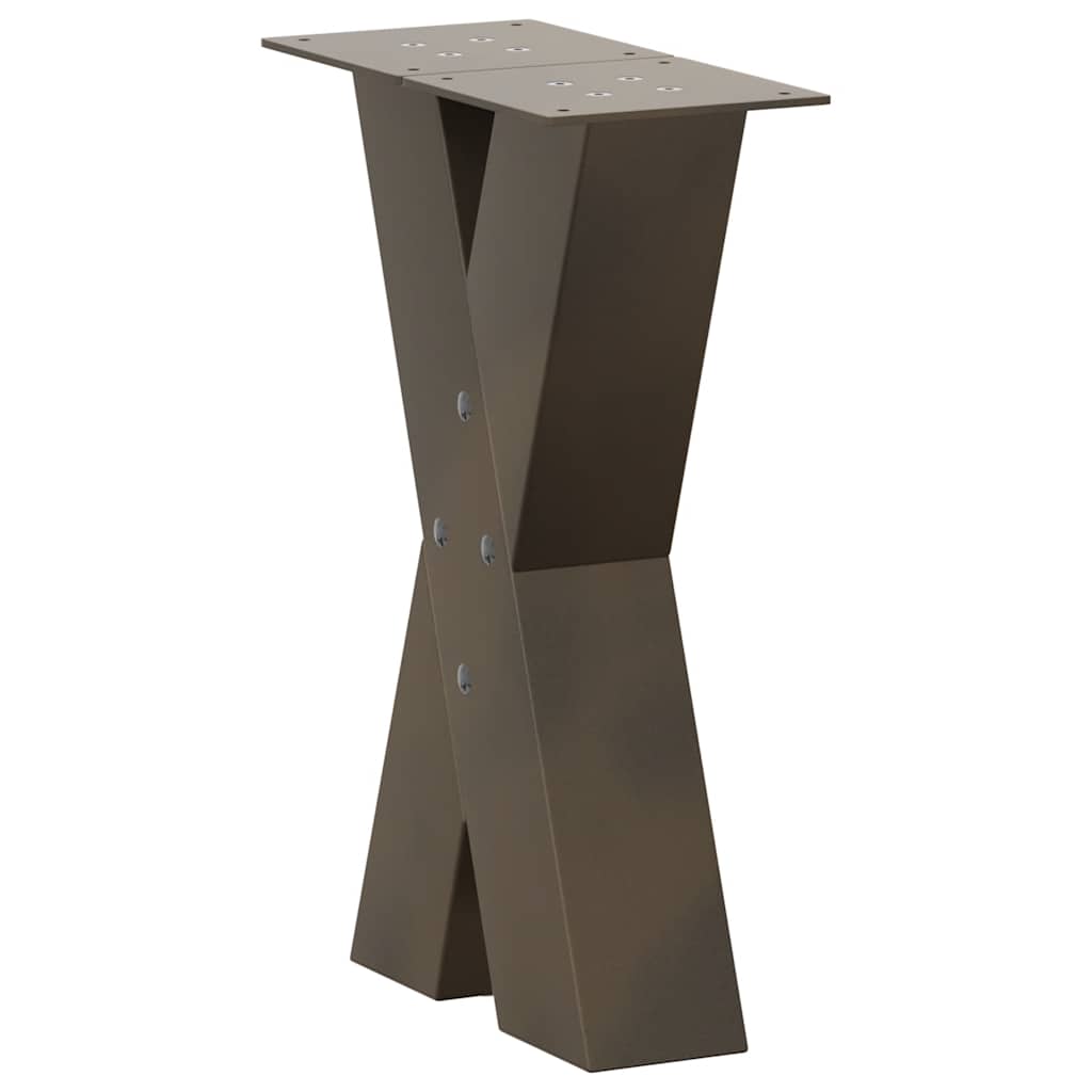 Noge za klub stolić u obliku slova X, 2 kom, prirodni čelik, 38 x (42-43) cm, čelik