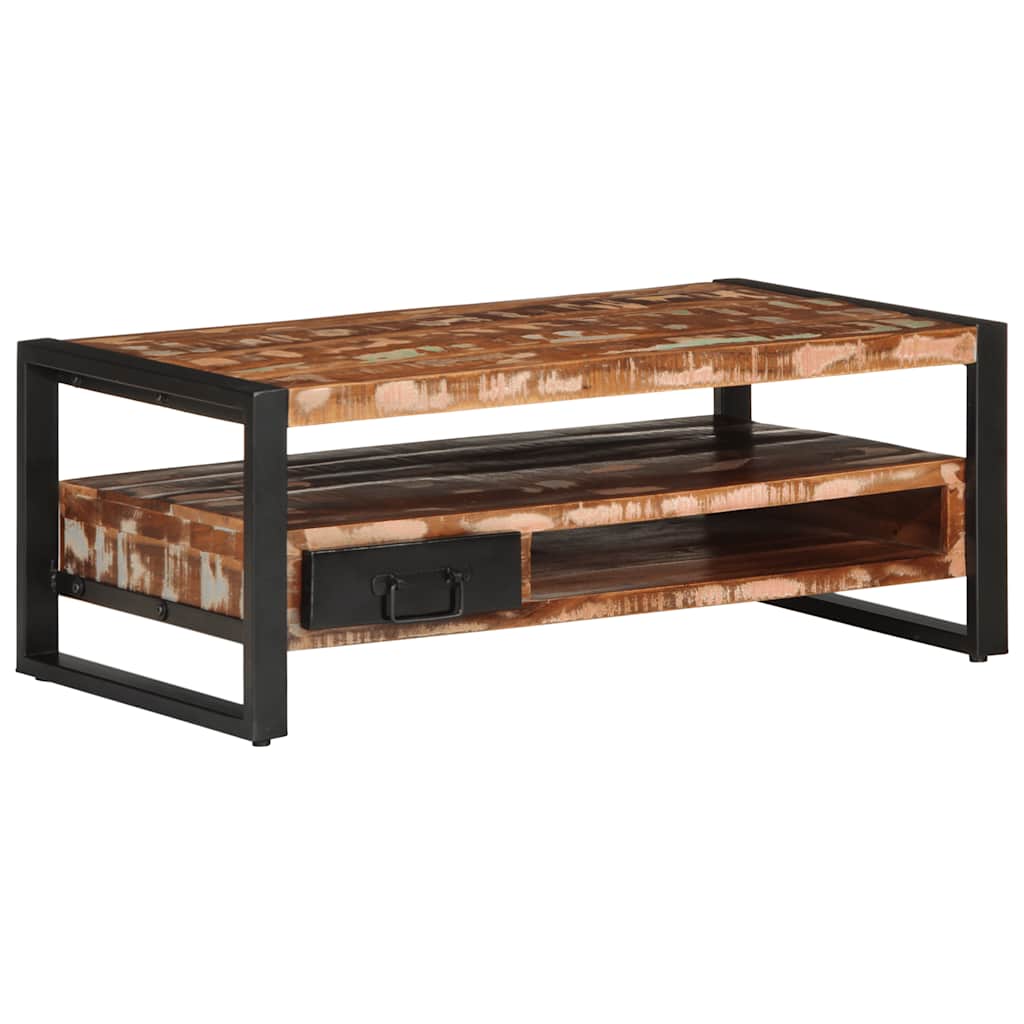 Višebojni stolić za kavu 90x50x36 cm puno drvo obrađeno