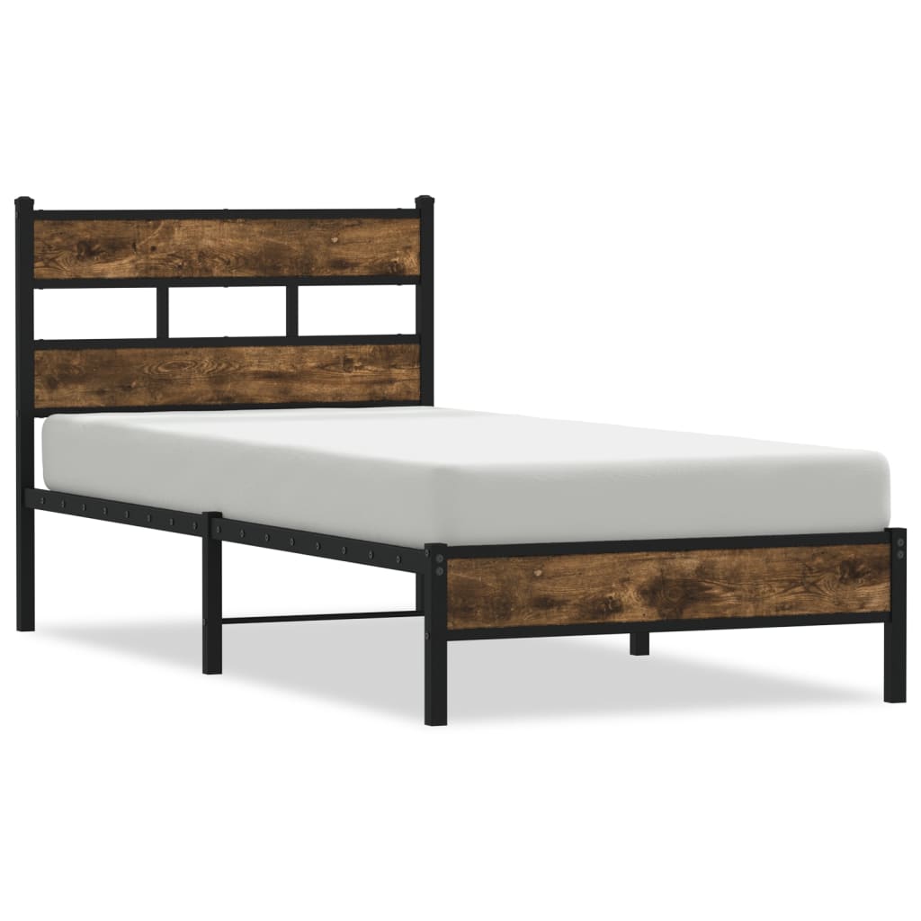 Okvir kreveta bez madraca s uzglavljem boja hrasta 100 x 190 cm