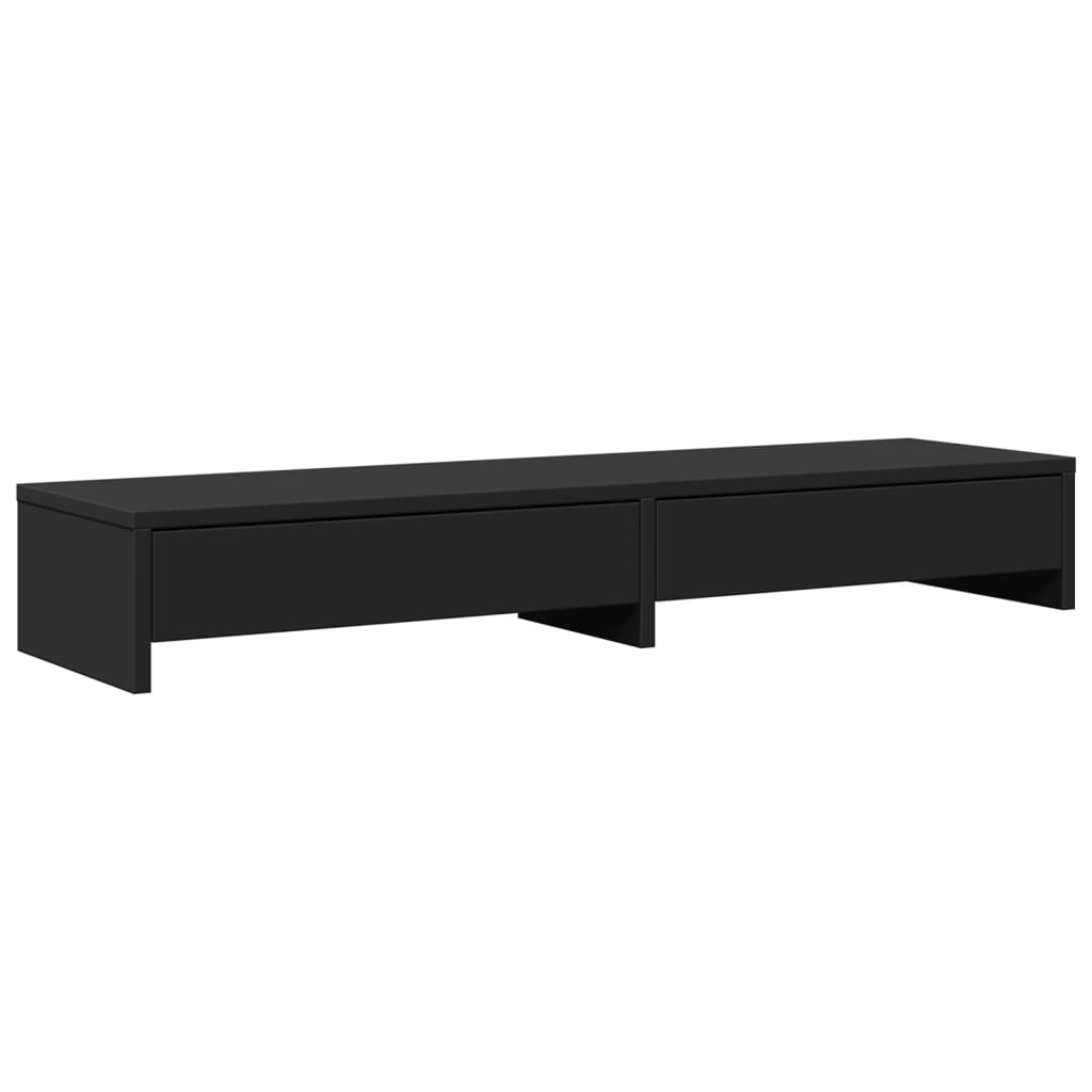 Stalak za monitor s ladicama crni 100 x 27 x 15 cm drveni