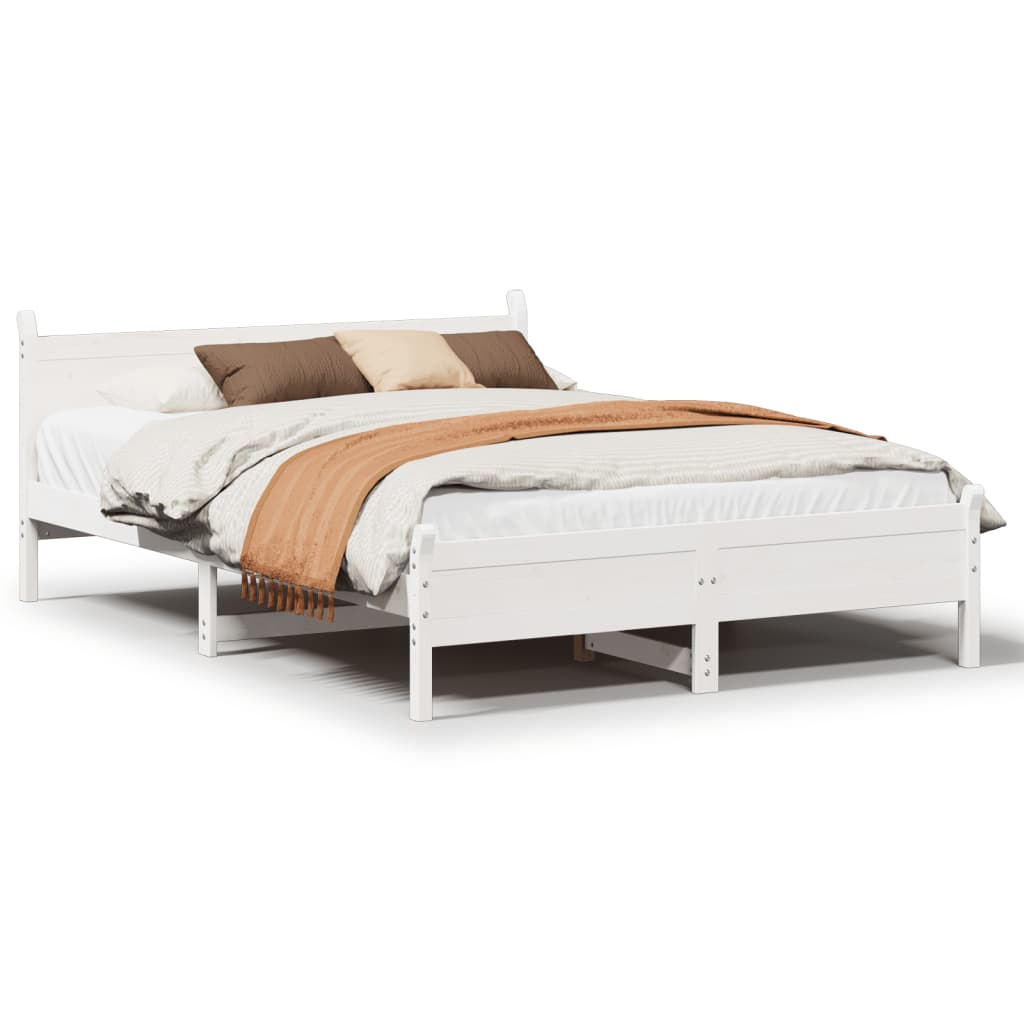 Okvir kreveta bez madraca bijeli 120 x 200 cm masivna borovina