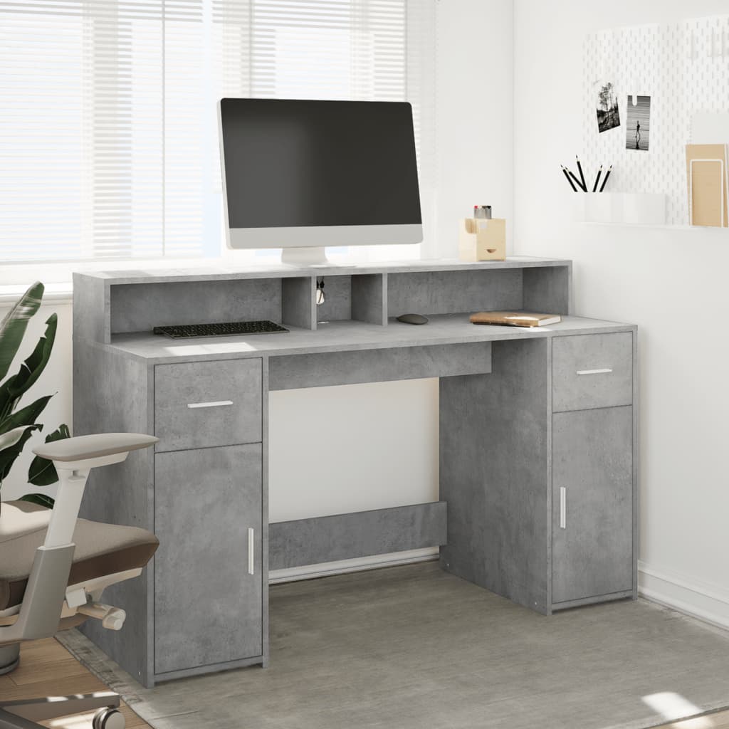 Radni stol s LED svjetlima sivi 140x55x91 cm konstruirano drvo