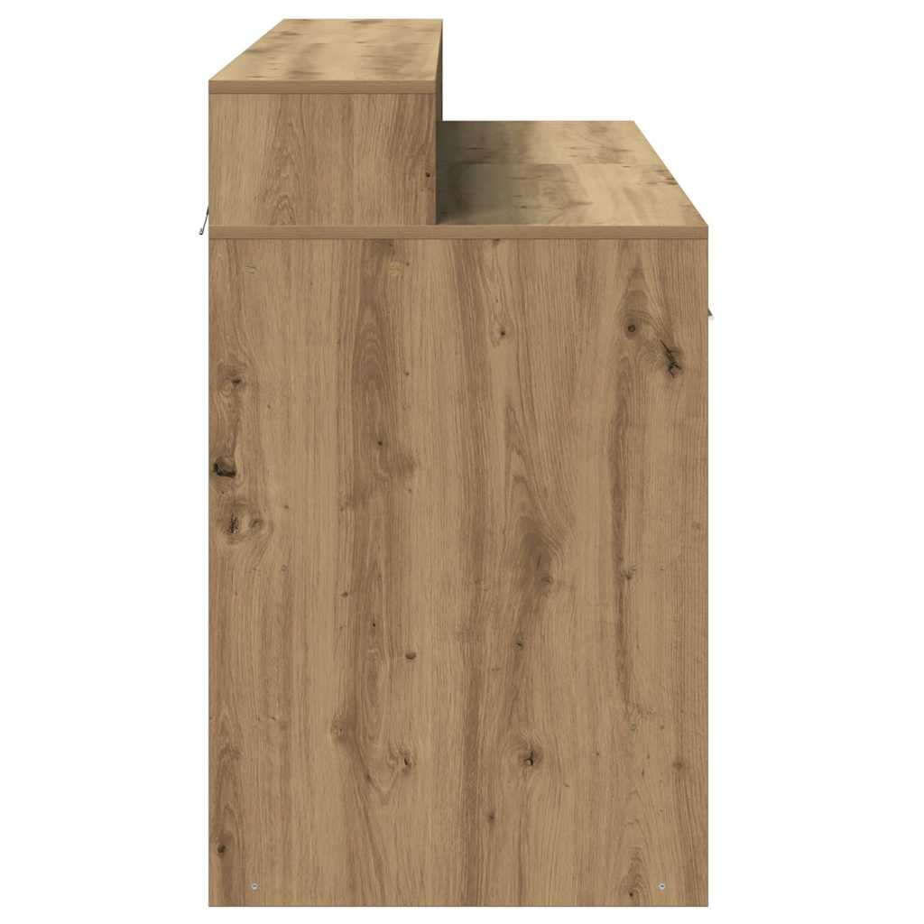 Radni stol s LED svjetlima boja hrasta 140x55x91 cm drveni