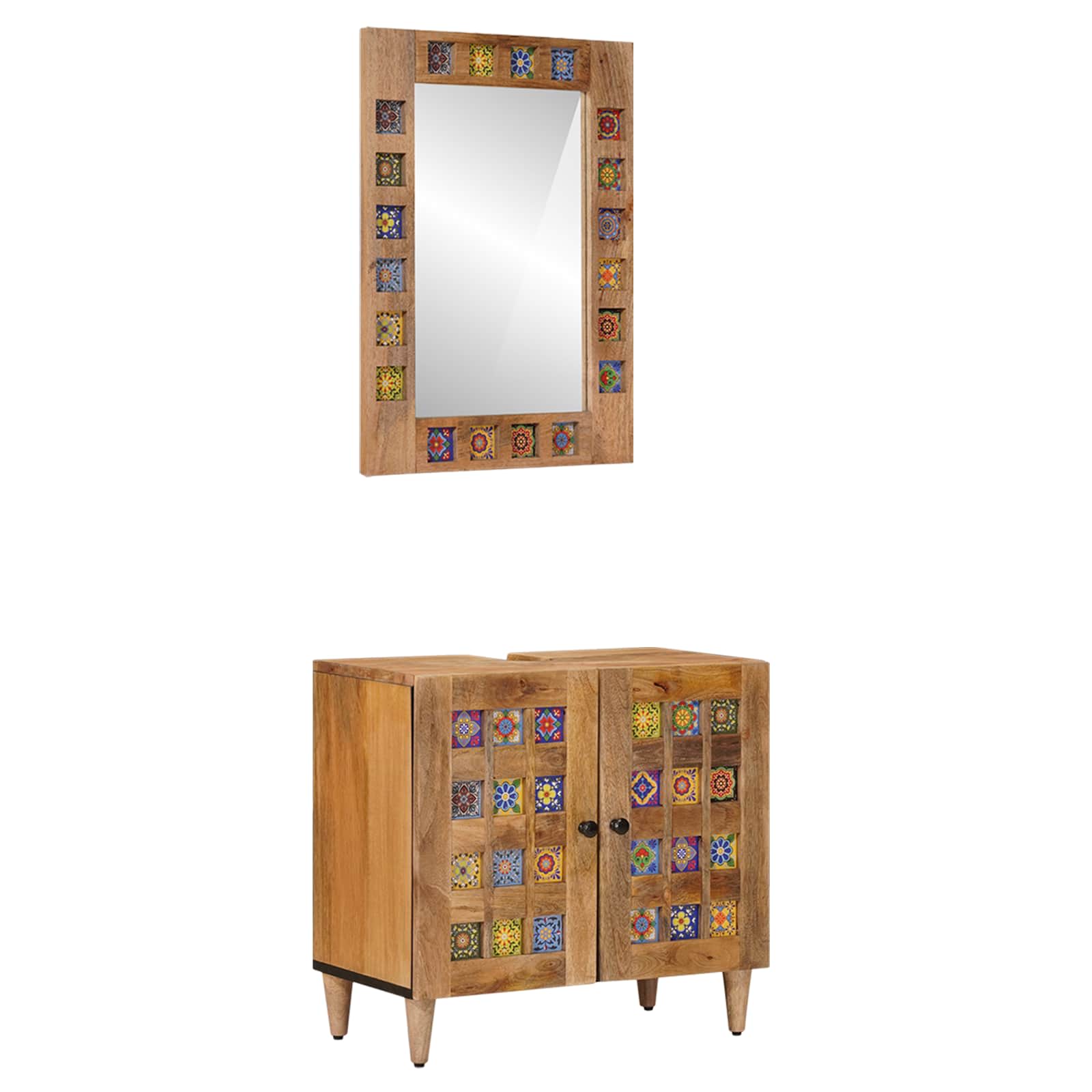Set namještaja za kupaonicu 2 pcs Prirodna Čvrsto drvo manga