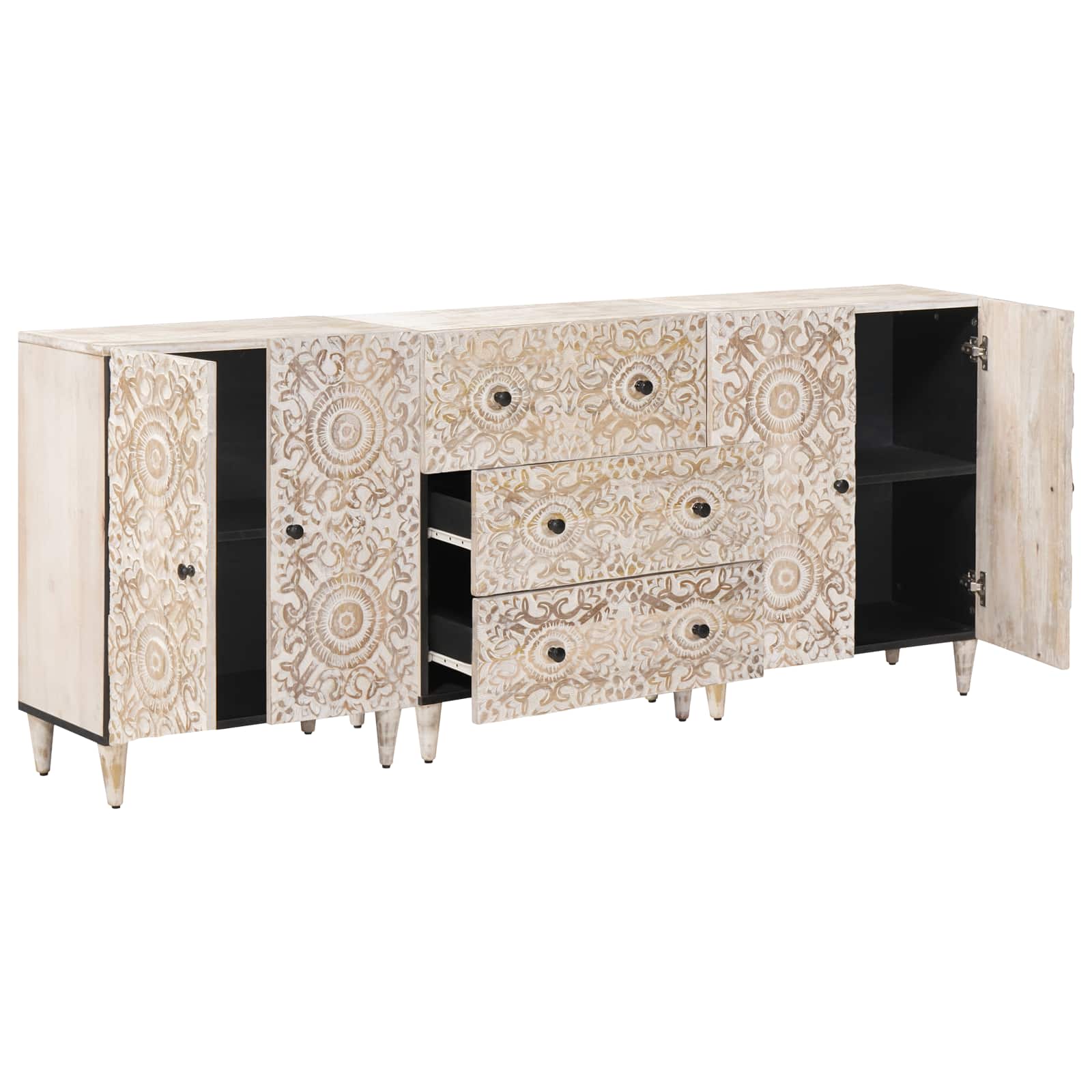 Kreveta 3 pcs Bijelo 60 x 33,5 x 75 cm Čvrsto drvo manga
