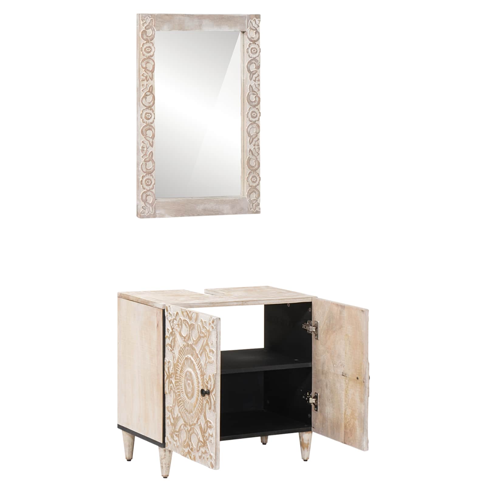 Set namještaja za kupaonicu 2 pcs Bijelo Čvrsto drvo manga
