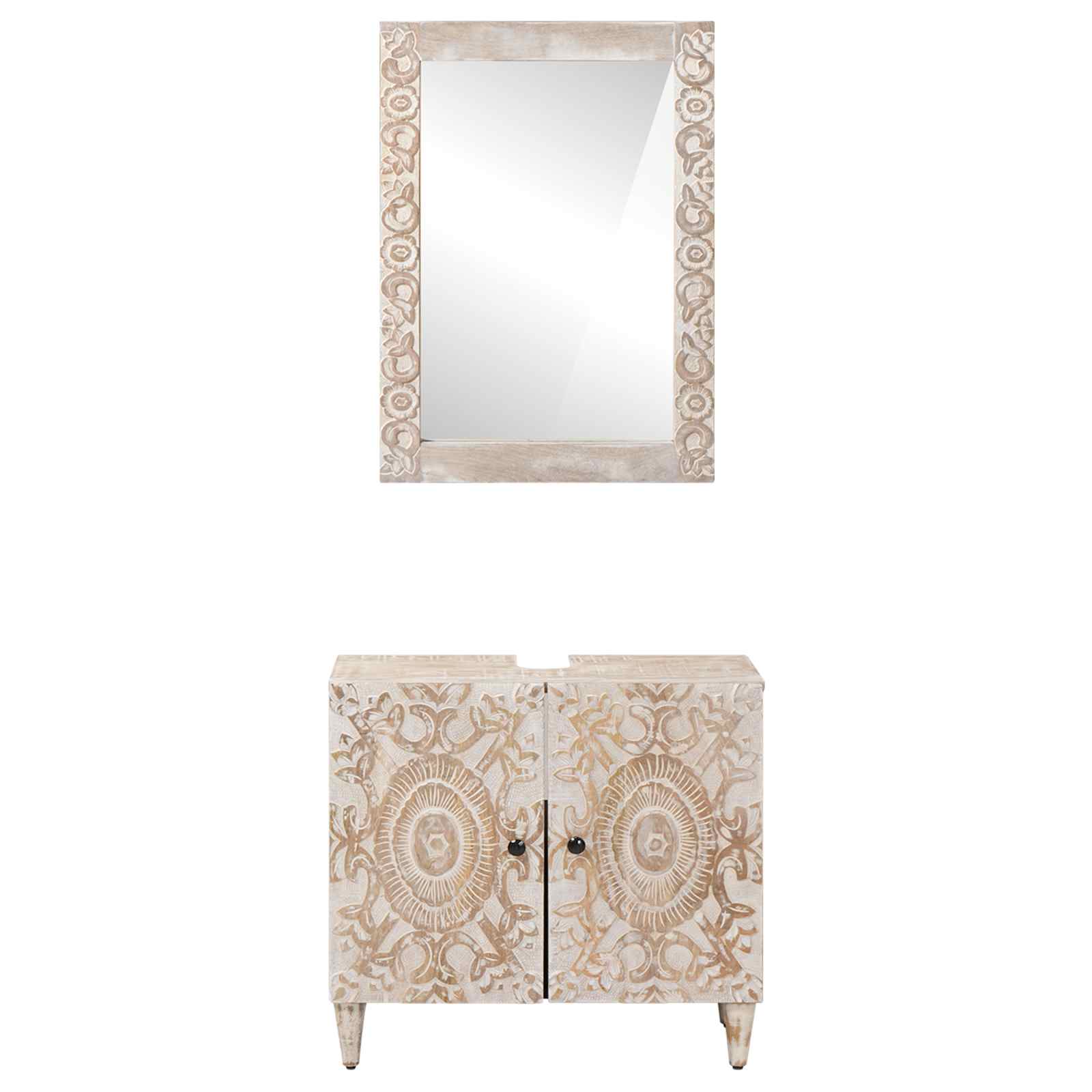 Set namještaja za kupaonicu 2 pcs Bijelo Čvrsto drvo manga