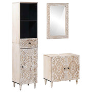 Set namještaja za kupaonicu 3 pcs Bijelo Čvrsto drvo manga
