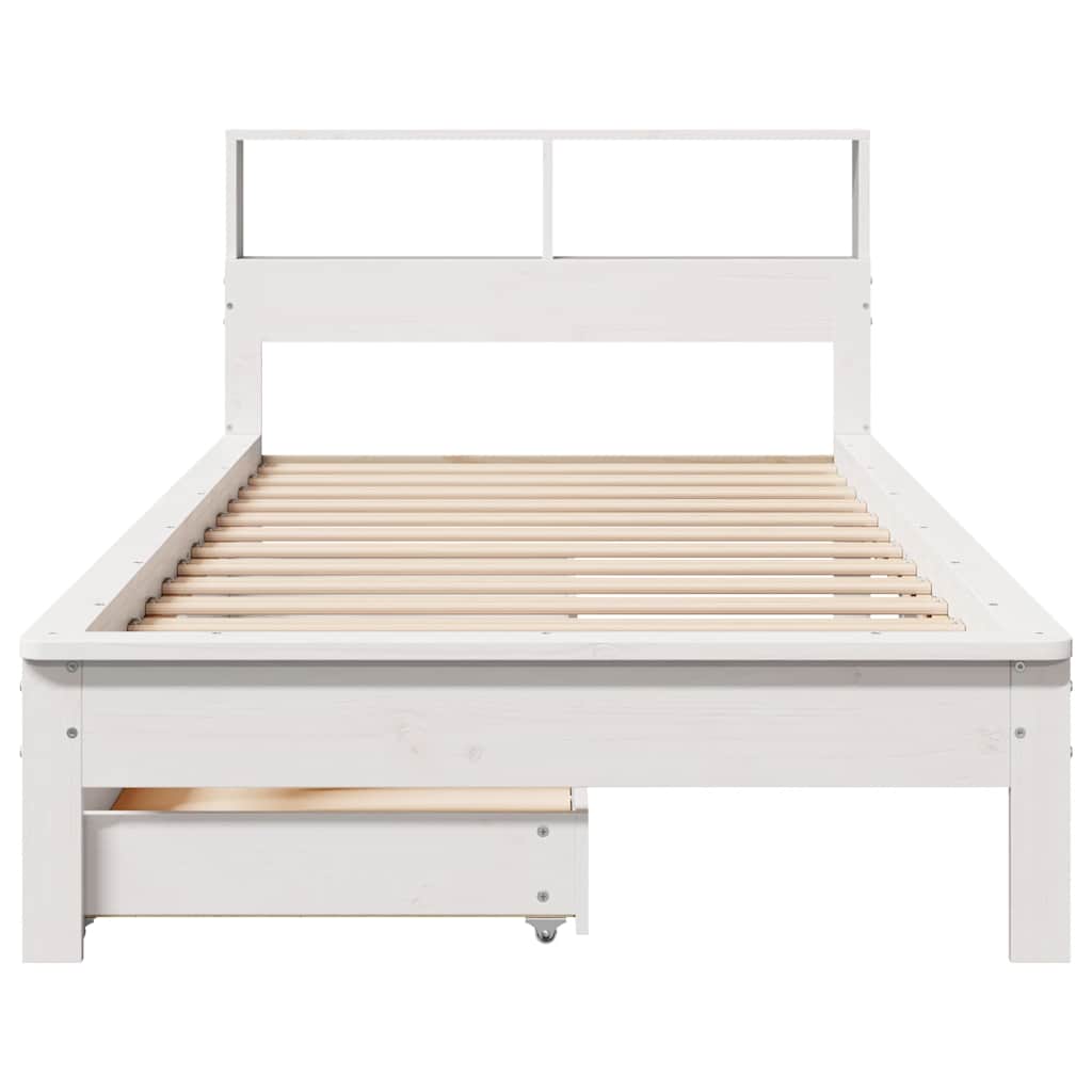 Krevet s regalom z knjige bez madraca bijeli 100x200cm borovina