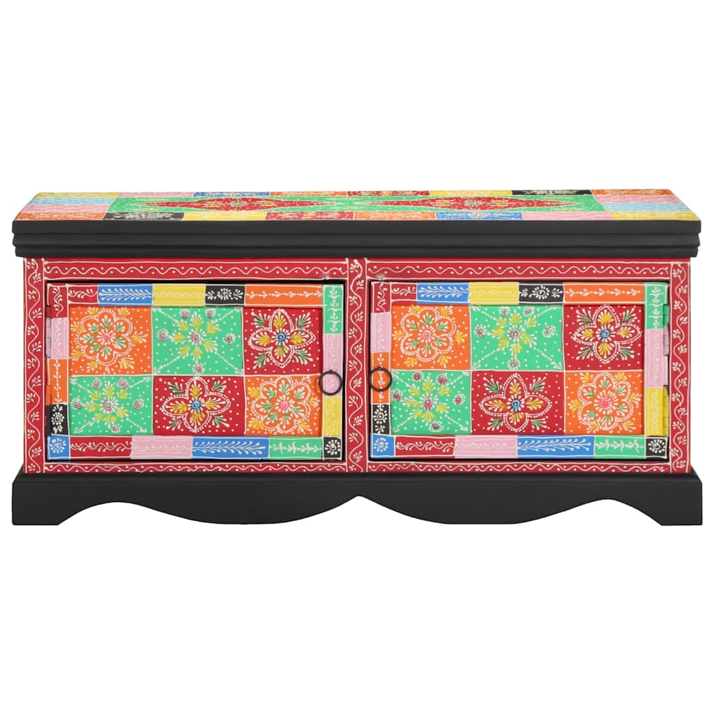 Klub stolić višebojni 90x50x40 cm masivno drvo mango