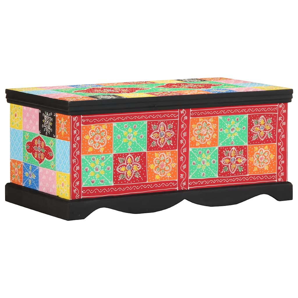 Klub stolić višebojni 90x50x40 cm masivno drvo mango