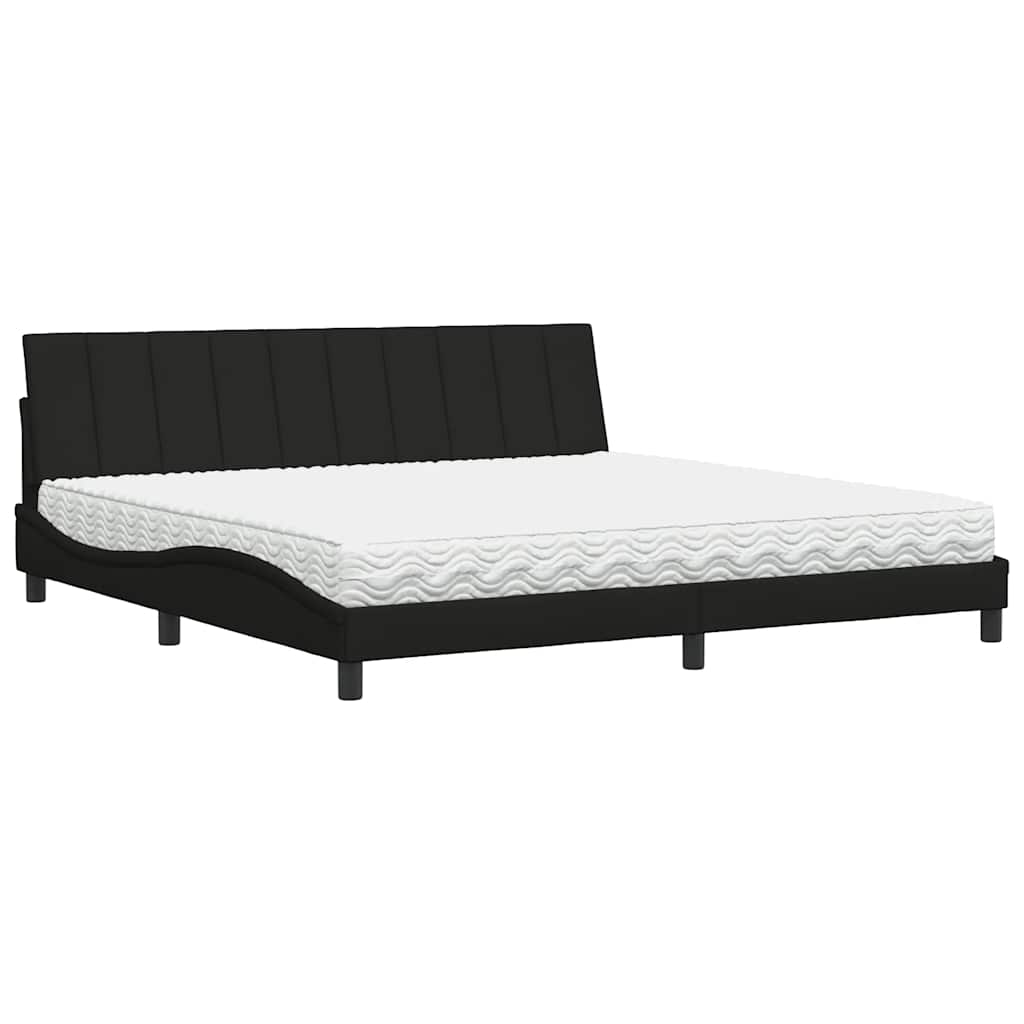 Krevet s madracem Hanko crni 200x200 cm od tkanine
