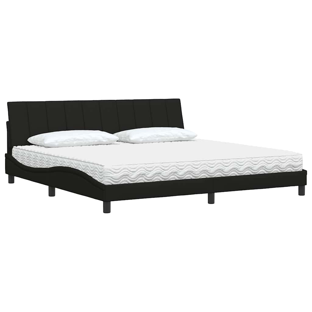 Krevet s madracem Hanko crni 200x200 cm od tkanine