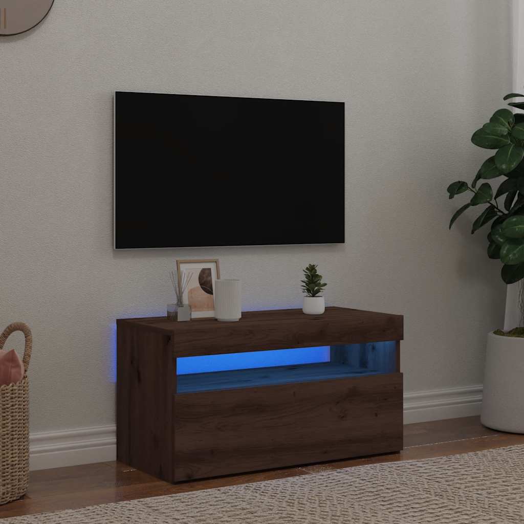 TV ormarić s LED svjetlima Artisan hrast 75x35x40 cm