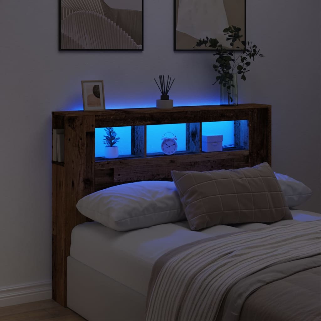 LED uzglavlje boja drva 140x18,5x103,5 cm konstruirano drvo