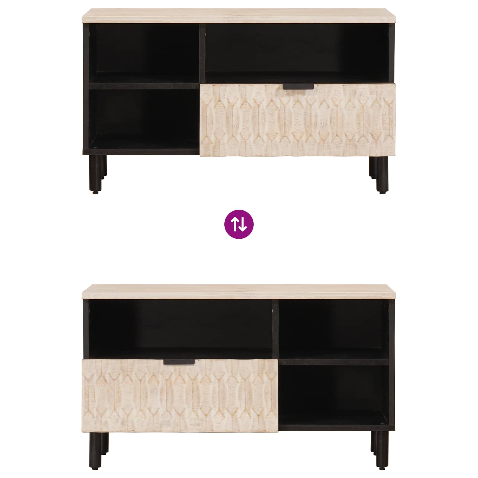 TV ormar Finš bijelog pranja 80 x 33 x 46 cm Čvrsto drvo manga