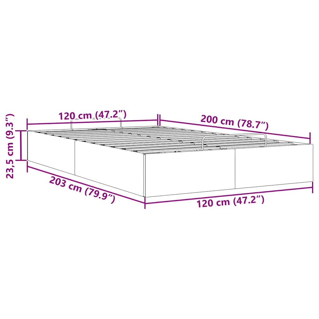 Otomanski okvir kreveta bez madraca krem 120x200 cm od tkanine
