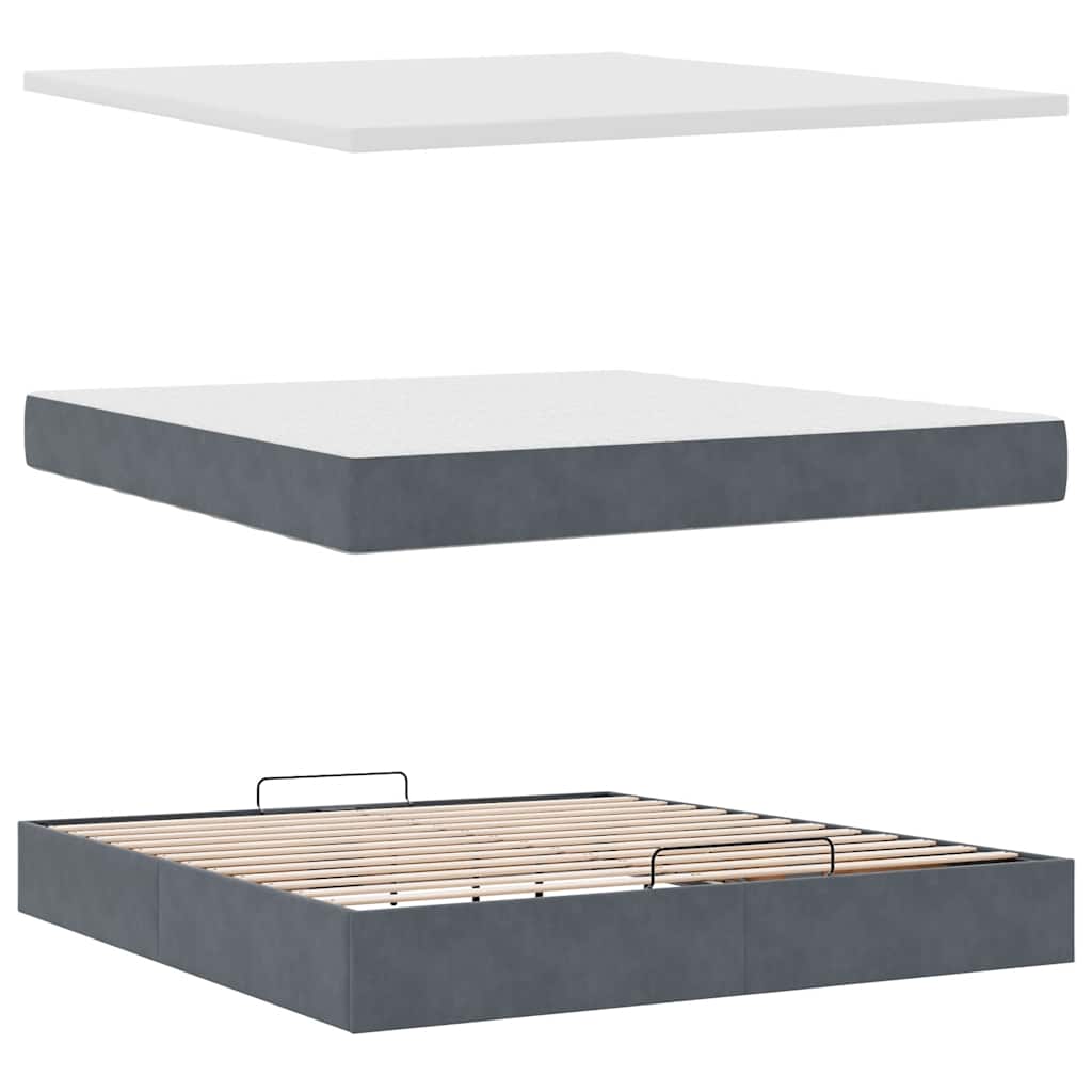 Ottoman krevet s madracem tamno sivi 160x200 cm baršun